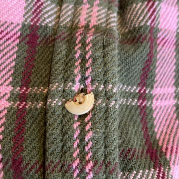 Outerknown blanket women’s Plaid Button-Up Shirt in Pink and Green - Picture 5 of 6